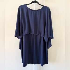 Trina Turk Midnight Blue Cape Sleeve Sheath Dress XL